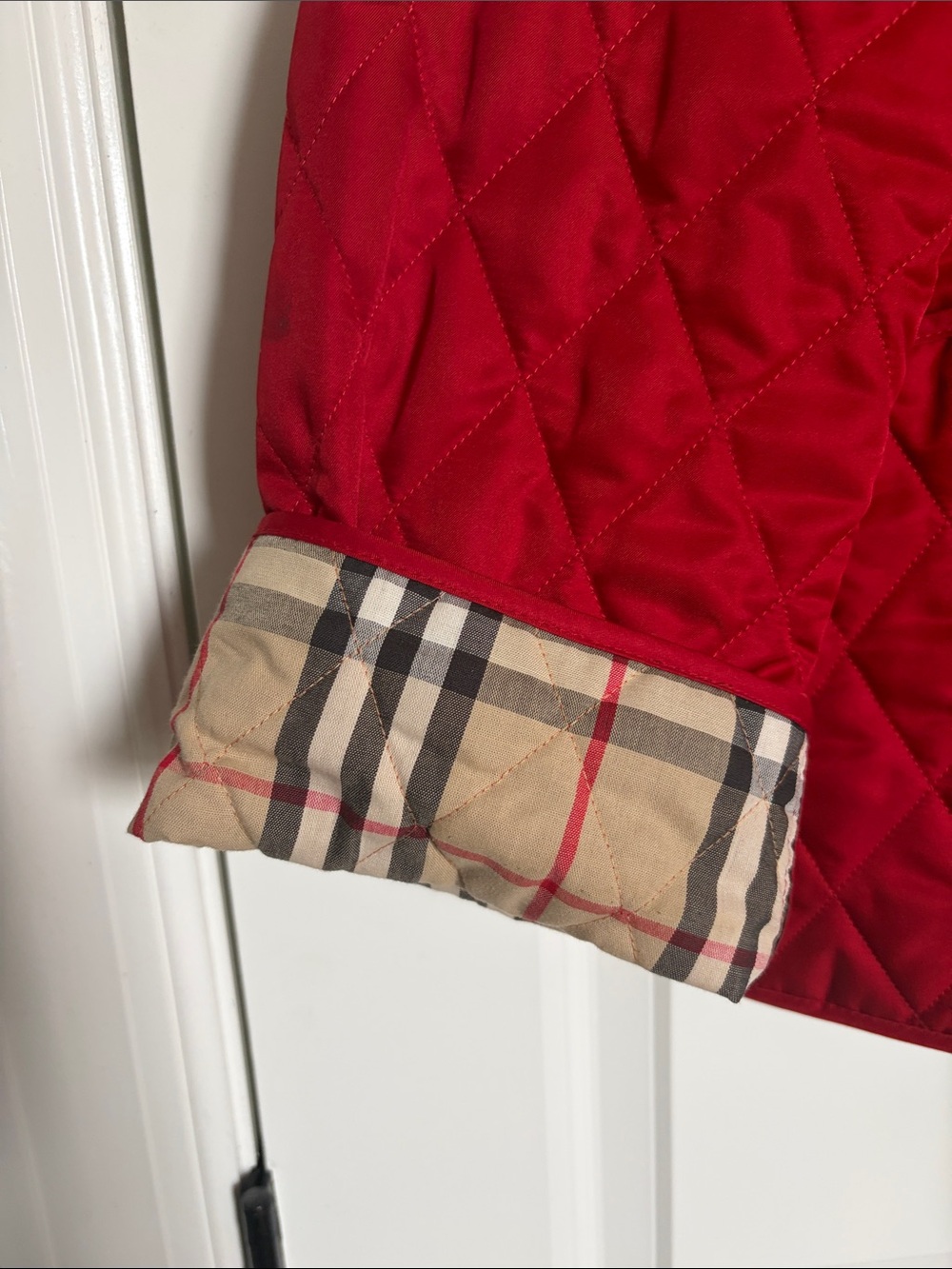 Burberry Red Quilted Snap-Front Jacket - Picture 5 of 8